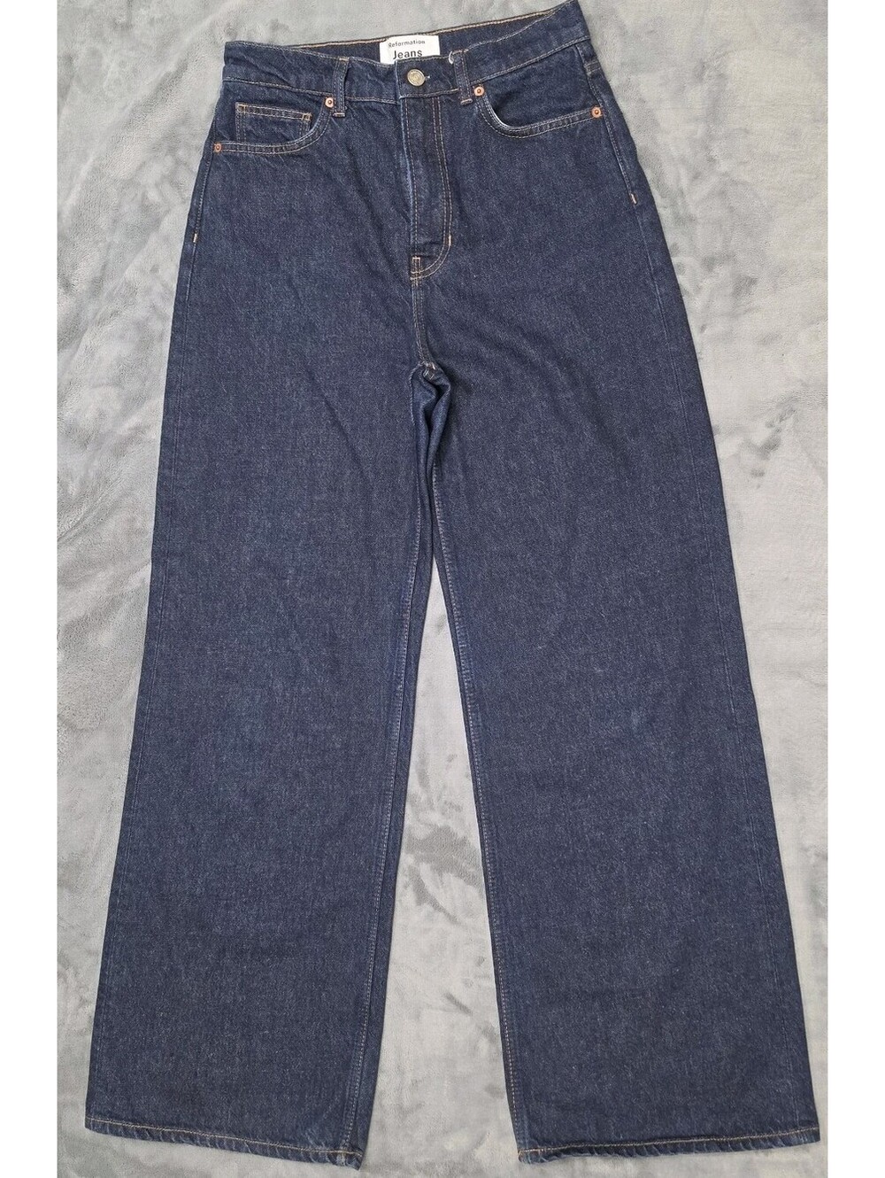 Reformation Cary Wide Leg Jeans 26 Slouchy High Rise Navy